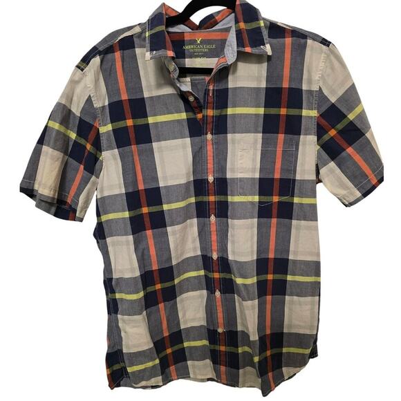 American Eagle Other - American Eagle Slim Fit Short Sleeve Checkered Button Up Men's Large Tall